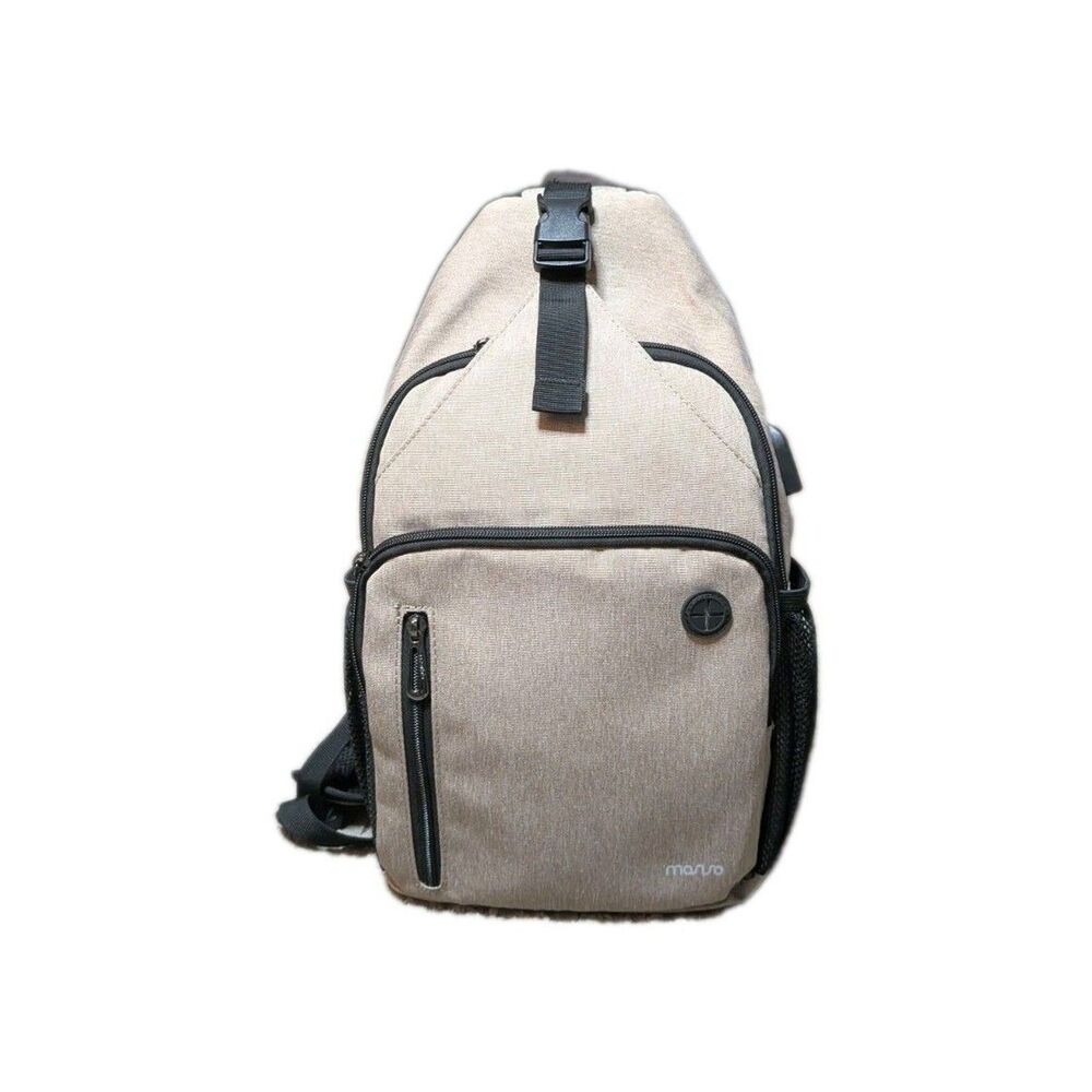 MOSISO Tan Sling Bag With Front Square Pockets
